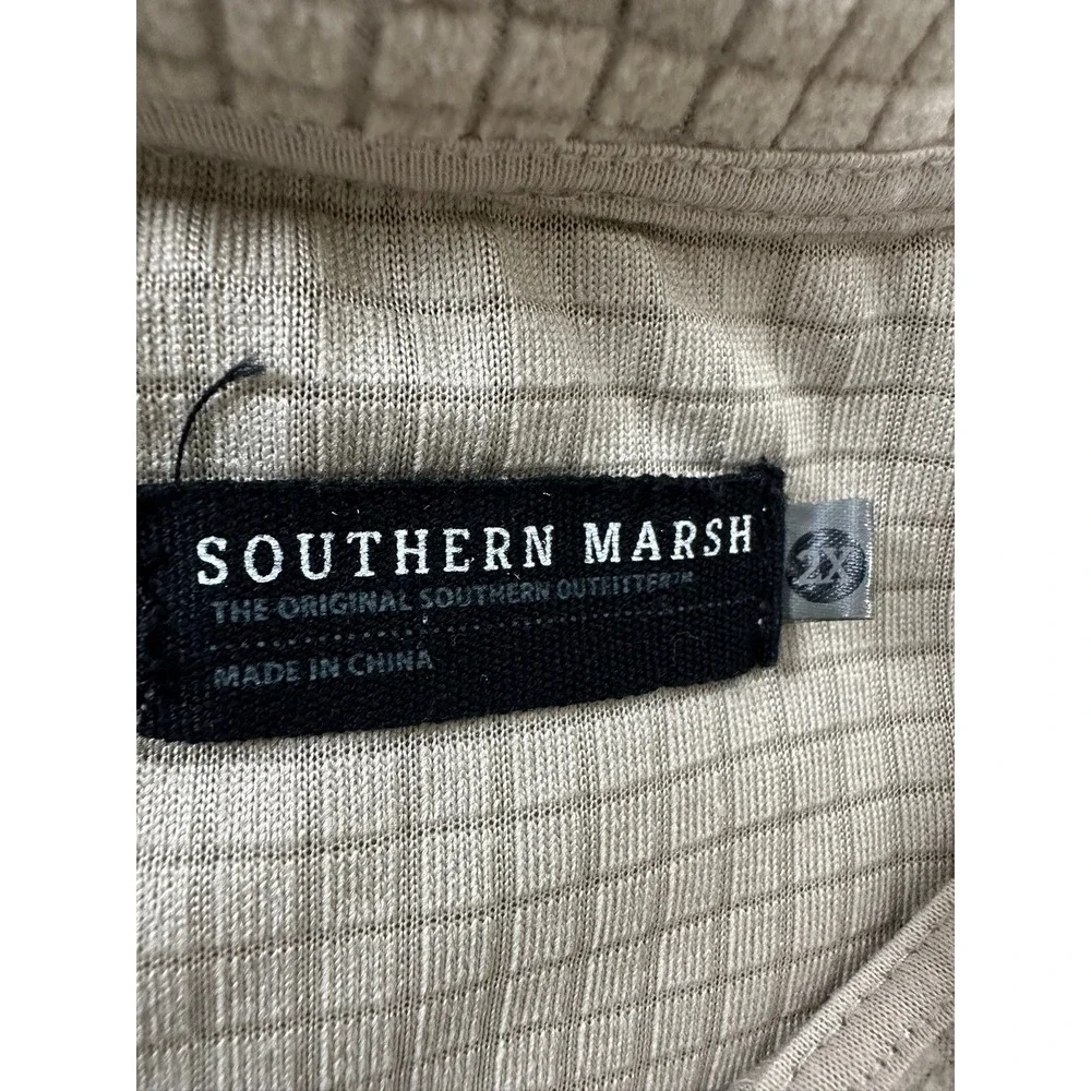 Southern Marsh Fieldtec Pullover Mens 2XL Tan Waffle Grid Quarter Zip Fleece Top